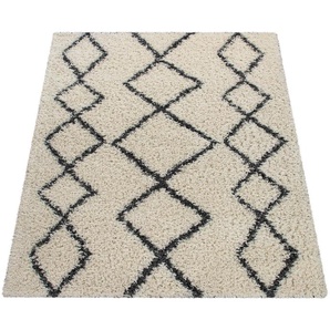 Paco Home Hochflor-Teppich Kalmar 446, rechteckig, Höhe: 40 mm, Scandi Design, Rauten Muster, weich & kuschelig