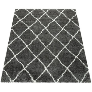Paco Home Hochflor-Teppich Maghreb 075, rechteckig, Höhe: 54 mm, Rauten Muster, Scandi Design, weich und flauschig