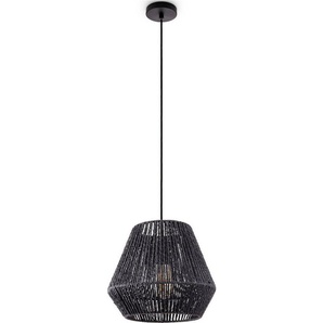 Paco Home Pendelleuchte Hugo Diego, ohne Leuchtmittel, Wohnzimmer Esszimmer Rattan Optik Boho Lampenschirm Papier