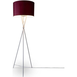 Paco Home Stehlampe Kate uni Color, ohne Leuchtmittel, Wohnzimmer Dreibein Standleuchte Velour Höhe 177,5cm Filigran E27