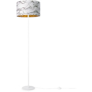 Paco Home Stehlampe Kraft 525, ohne Leuchtmittel, Wohnzimmer Schlafzimmer E27 Marmor Stein Design Grau Weiß