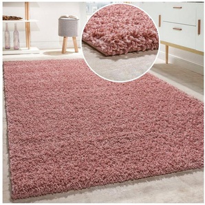 Paco Home Teppich Twister 500, rechteckig, Höhe: 44 mm, Uni Hochflor Shaggy mit hoher Fadendichte