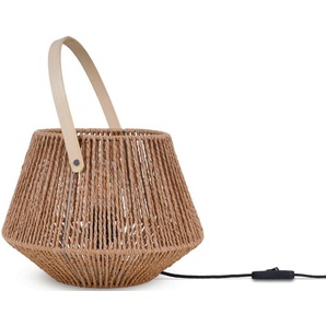 Paco Home Tischleuchte CISCO, ohne Leuchtmittel, Schreib Nachttisch Lampe Leselampe Lederband Korb E27