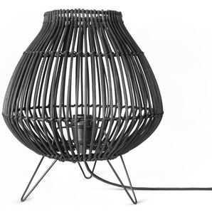 Paco Home Tischleuchte PURI, ohne Leuchtmittel, Rattan Korblampe Nacht LED Dreibein Boho E27