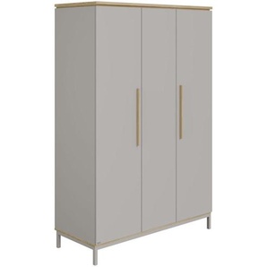 Paidi Babykleiderschrank Benne, Eiche, Hellgrau, Holzwerkstoff, Eiche, massiv, 9 Fächer, 135.3x201.9x55.6 cm, Blauer Engel, Goldenes M, Babymöbel, Babykleiderschrank