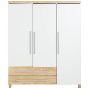 Paidi Babykleiderschrank Lennox Fresh, Weiß, Eiche, Holzwerkstoff, 2 Schubladen, 164x198x55.9 cm, Blauer Engel, Goldenes M, Babymöbel,