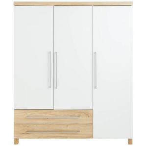 Paidi Babykleiderschrank Lennox Fresh, Weiß, Eiche, Holzwerkstoff, 2 Schubladen, 164x198x55.9 cm, Blauer Engel, Goldenes M, Babymöbel, Babykleiderschränke