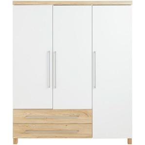 Paidi Babykleiderschrank Lennox Fresh, Weiß, Eiche, Holzwerkstoff, 2 Schubladen, 164x198x55.9 cm, Blauer Engel, Goldenes M, Babymöbel,