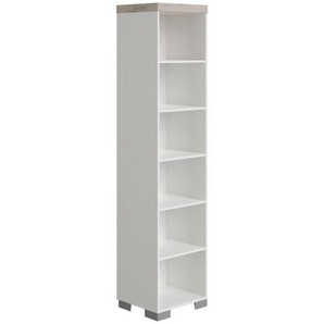 Paidi Babyregal Kira Eiche Nautik/Kreideweiß, Grau, Weiß, Eiche, Holzwerkstoff, 5 Fächer, 48.4x205.9x39.6 cm, Blauer Engel, Goldenes M, Kinder- & Jugendzimmer, Kindermöbel, Kinderregale