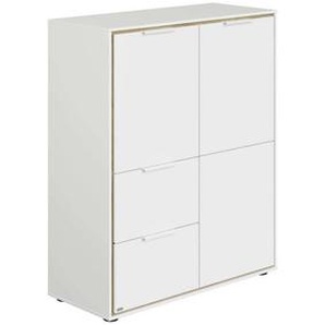 Paidi Babyregal Lieven , Weiß, Eiche , 5 Fächer , 2 Schubladen , 97.2x115.2x38.8 cm , Blauer Engel, Goldenes M , Kinder & Jugendmöbel, Kindermöbel, Kinderregale