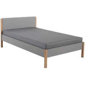 Paidi Bett Sten, Grau, Eiche, Textil, massiv, 120x200 cm, Blauer Engel, Goldenes M, gepolstertes Kopfteil, Kinder- & Jugendzimmer, Kindermöbel, Kinderbetten, Kindereinzelbetten