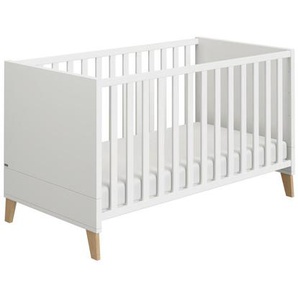 Paidi Gitterbett Oscar, Weiß, Eiche, Holzwerkstoff, 70x140 cm, Blauer Engel, Goldenes M, zum Juniorbett umbaubar, höhenverstellbar, Sitzsofa