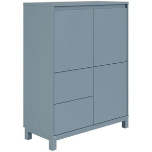 Paidi Highboard Olli Highboard 2T2S, Blau, Holzwerkstoff, 4 Fächer, 2 Schublade(n) Schubladen, 94.8x119.7x40.1 cm, Blauer Engel, Goldenes M, Wohnzimmer, Kommoden & Sideboards, Highboards