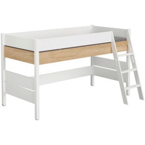 Paidi Hochbett Kira, Weiß, Eiche, Holz, Holzwerkstoff, Buche, massiv, Höhe ca. 14 cm, 90x200 cm, Blauer Engel, Goldenes M, Kinder- & Jugendzimmer,