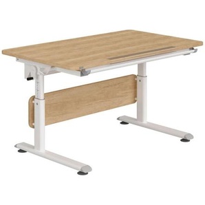 Paidi Jugendschreibtisch, Weiß, Eiche, Metall, Kunststoff, Holzwerkstoff, 70x53-79x120 cm, Blauer Engel, Goldenes M, höhenverstellbar, in