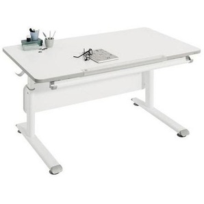 Paidi Jugendschreibtisch, Weiß, Metall, Kunststoff, Holzwerkstoff, 70x53-79x120 cm, Blauer Engel, Goldenes M, höhenverstellbar, Arbeitszimmer,