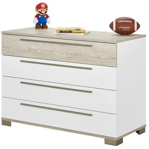 PAIDI Kommode Carlo - weiß - Materialmix - 126,8 cm - 91,3 cm - cm 55,6 | Möbel Kraft