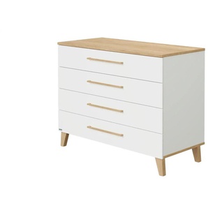 PAIDI Kommode Oscar - weiß - Materialmix - 123,5 cm - 95 cm - cm 55,9 | Möbel Kraft