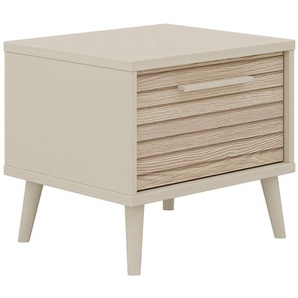 PAIDI Nachtkommode EEFJE, Nachttisch in modernem Design, Cashmere-Beige mit Groovy-Oak (B/H/T ca. 48x43x41cm), mit Schublade