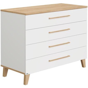 Paidi Wickelkommode Oscar, Weiß, Holz, Eiche, massiv, 4 Schubladen, 123.5x95.0x55.9 cm, Blauer Engel, Goldenes M, Babymöbel, Wickelkommoden & Zubehör,