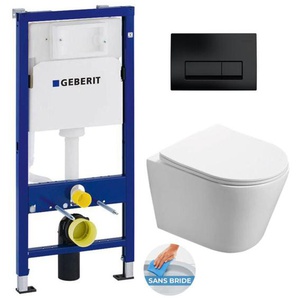 Paket wc Geberit Träger + wc Swiss Aqua Technologies Infinitio ohne Flansch + Platte Delta 50 mattschwarz