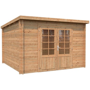 Gartenhaus PALMAKO Ella Gartenhäuser Gr. ohne Fußboden, ohne Dacheindeckung, braun (hellbraun) Gartenhäuser aus Holz 8,7 m²