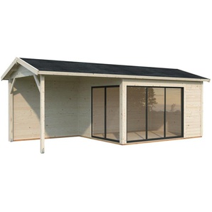 Palmako Gartenhaus Holz Amanda 668 x 300 cm Slide mit Schiebetüren naturbelassen GLO784104943