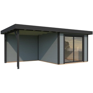 Palmako Gartenhaus Lydia 285 x 563 cm mit Glasschiebetüren grau lackiert GLO784104896