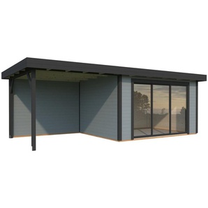 Palmako Gartenhaus Lydia 663 x 291 cm mit Glasschiebetüren grau lackiert GLO784104913