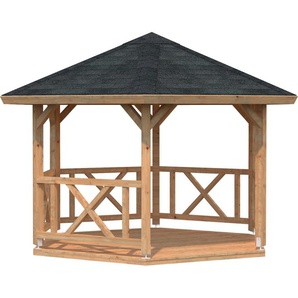 Holzpavillon PALMAKO Betty Pavillons Gr. B/H/T: 423 cm x 313 cm x 423 cm, braun (hellbraun) Feststehende Pavillons