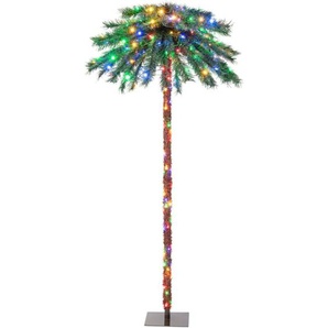 Palmier Artificiel de 183 cm, 64 Branches en pvc et 210 Lumières led à 4 Couleurs, Arbre de Pré-Éclairé pour Noël, Arbre de Décoration de Noël pour
