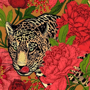 Papermoon Fototapete ABSTRAKT DESIGN-LEOPARD mit Blumen