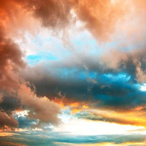 PAPERMOON Fototapete Dramatic Sunset Tapeten Gr. B/L: 4 m x 2,6 m, Bahnen: 8 St., bunt (mehrfarbig) Fototapeten