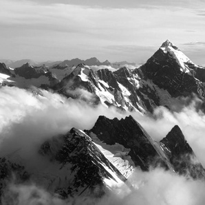 Papermoon Fototapete Gebirge Schwarz & Weiß