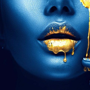 Papermoon Fototapete GOLDENE LIPPEN-SCHMUCK ART DESIGN ABSTRAKT MUSTER KUNST