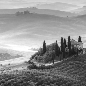 Papermoon Fototapete Italien Landschaft Schwarz & Weiß