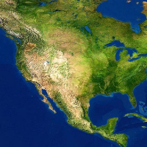 Papermoon Fototapete LANDKARTE-TOPOGRAFISCH USA KANADA MEXIKO CUBA ATLANTEN