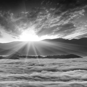 Papermoon Fototapete Landschaft Schwarz & Weiß