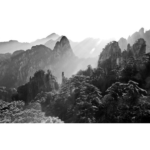 Papermoon Fototapete Landschaft Schwarz & Weiß