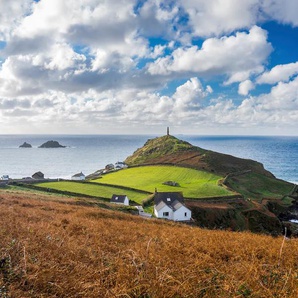 PAPERMOON Fototapete LEUCHTTURM-KAP CORNWALL WIESE MEER OZEAN KÜSTE STRAND Tapeten Gr. B/L: 5,00 m x 2,80 m, Bahnen: 10 St., bunt Fototapeten