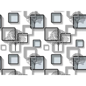 PAPERMOON Fototapete Muster mit Bäumen Tapeten Gr. B/L: 3,50 m x 2,60 m, Bahnen: 7 St., bunt Fototapeten