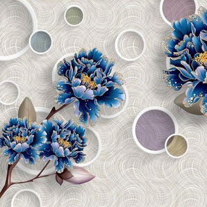 Papermoon Fototapete Muster mit Blumen blau