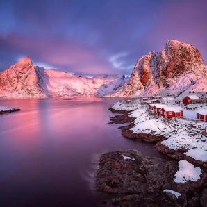 PAPERMOON Fototapete Photo-Art DAVID MARTIN CASTAN, NORWEGEN FJORD Tapeten Gr. B/L: 3,50 m x 2,60 m, Bahnen: 7 St., bunt Fototapeten