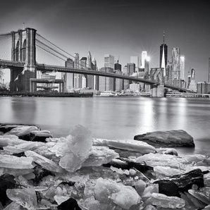 PAPERMOON Fototapete Photo-Art MARTIN FROYDA, NEW YORK - BROOKLYN BRIDGE Tapeten Gr. B/L: 3,50 m x 2,60 m, Bahnen: 7 St., bunt Fototapeten
