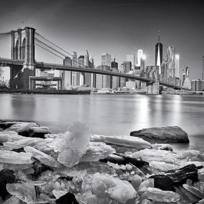 PAPERMOON Fototapete Photo-Art MARTIN FROYDA, NEW YORK - BROOKLYN BRIDGE Tapeten Gr. B/L: 3,50 m x 2,60 m, Bahnen: 7 St., bunt Fototapeten