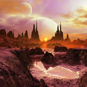 Papermoon Fototapete PLANETEN-FUTURISTISCH WELTRAUM MOND GALAXIE UNIVERSUM