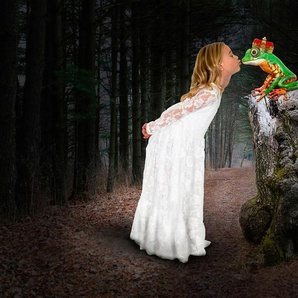 PAPERMOON Fototapete Prinzessin küsst den Frosch Tapeten Gr. B/L: 5,00 m x 2,80 m, Bahnen: 10 St., bunt Fototapeten