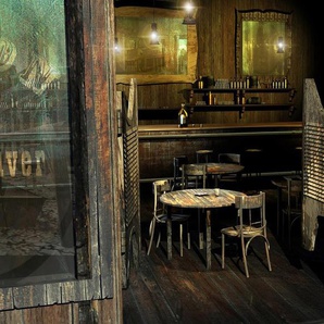 Papermoon Fototapete SALOON-WILD WEST NOSTALGIE RETRO VINTAGE BAR COWBOY XXL