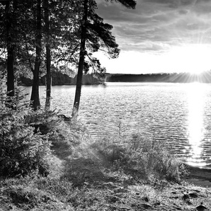 Papermoon Fototapete See Schwarz & Weiß