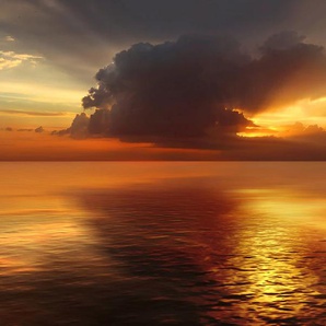 PAPERMOON Fototapete Sonnenuntergang im Ozean Tapeten Gr. B/L: 4 m x 2,6 m, Bahnen: 8 St., bunt (mehrfarbig) Fototapeten